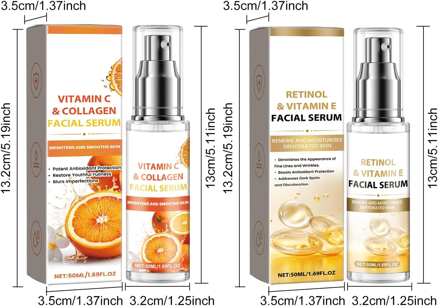 Kit De Sérum Avec Sérum Vitamine C, Sérum Rétinol Visage, Sérum Facial Au Collagène, Sérum Visage Au Rétinol Avec Vitamine E, Sérum Anti-Âge Anti-Rides, Éclaircir Le Teint Et Réduire Les Rides