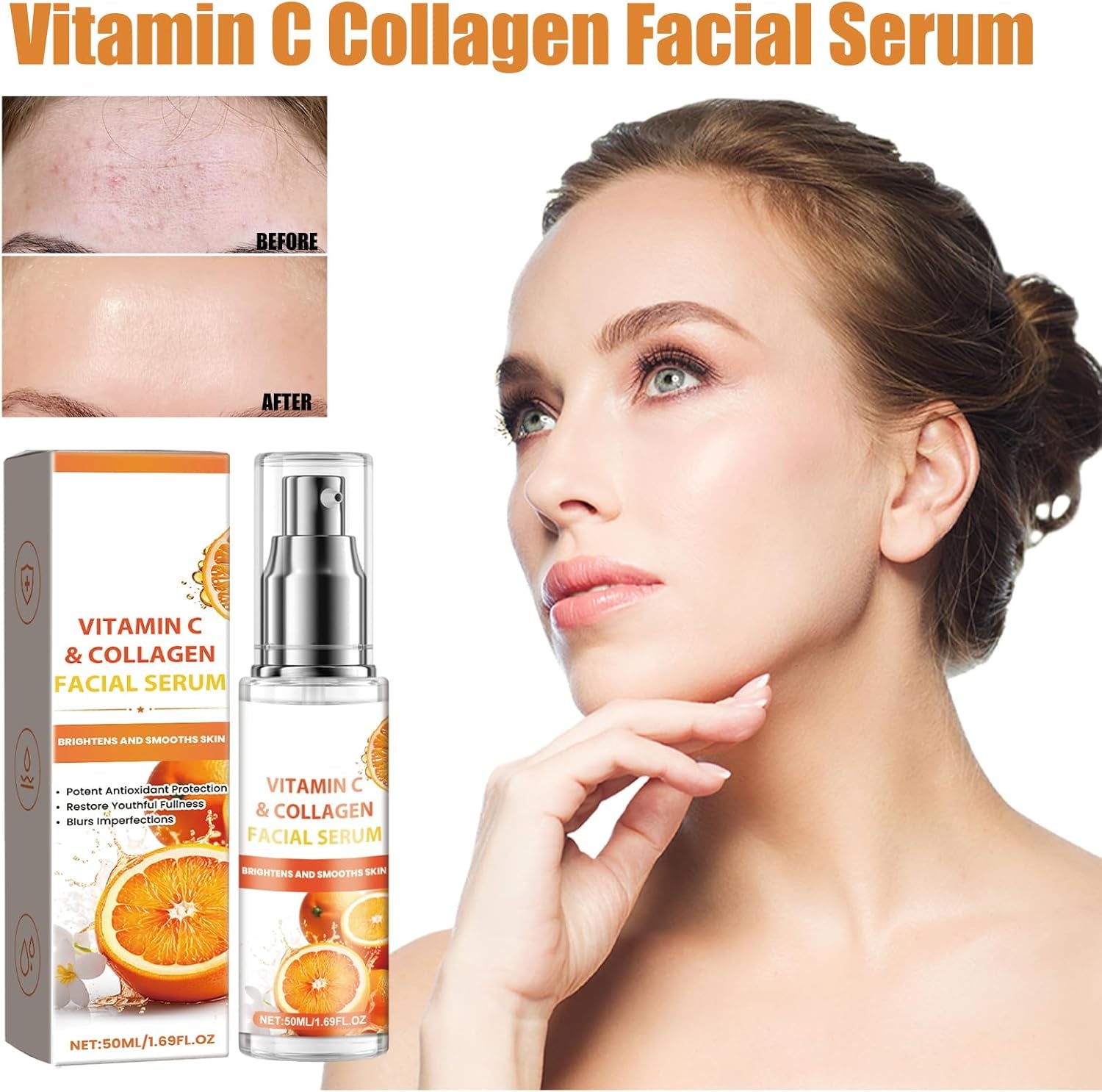 Kit De Sérum Avec Sérum Vitamine C, Sérum Rétinol Visage, Sérum Facial Au Collagène, Sérum Visage Au Rétinol Avec Vitamine E, Sérum Anti-Âge Anti-Rides, Éclaircir Le Teint Et Réduire Les Rides